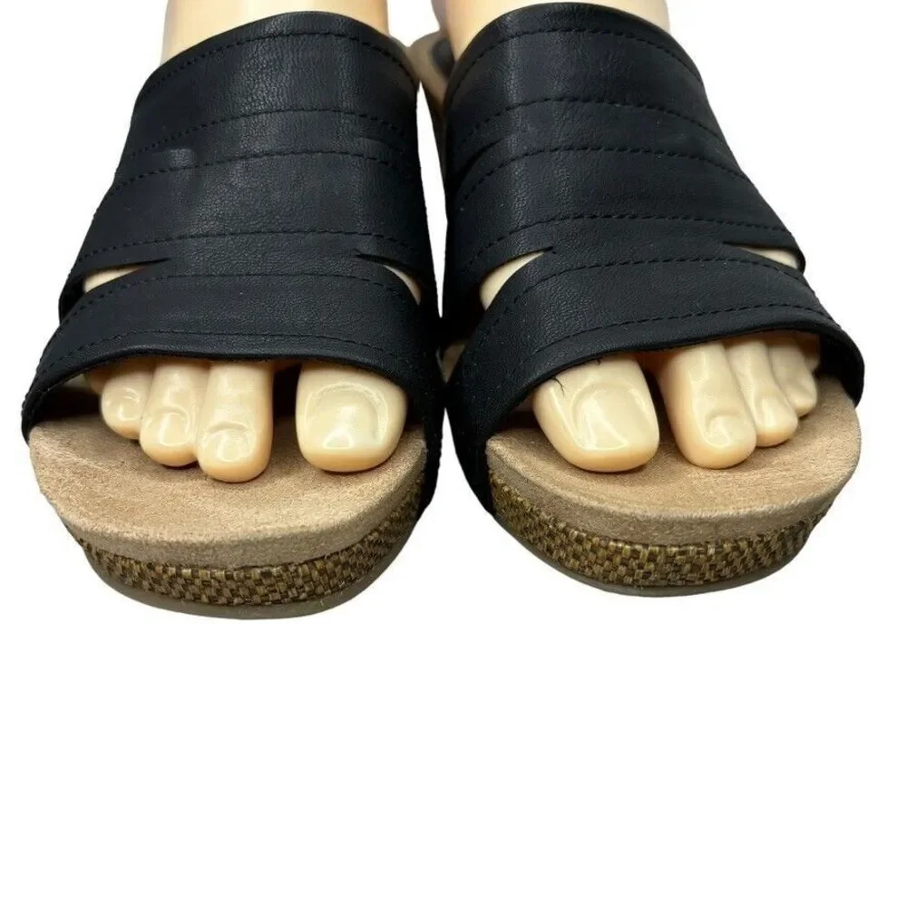 Style & Co. Black Wedge Sandals Slides Comfort Casual Shoes‎ Women's Size 8M